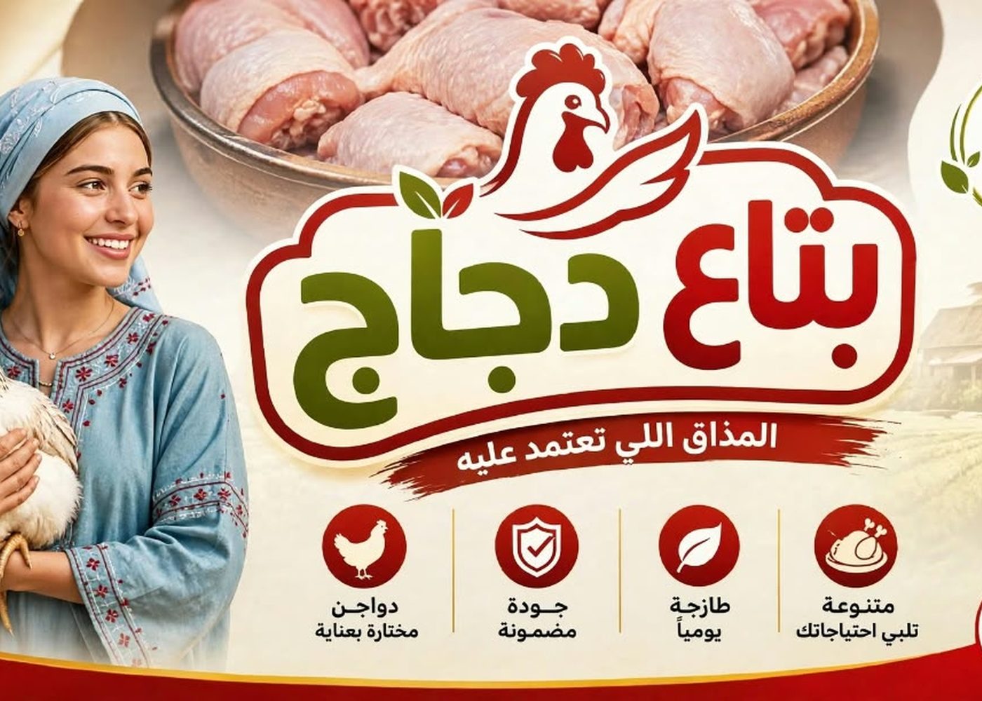 دواجن طازجة يومياً بتغليف محكم